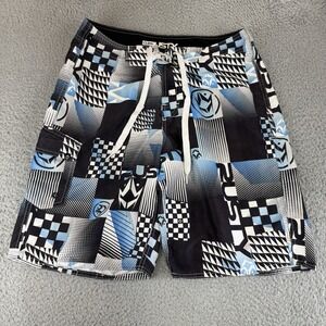 RUSTY Board Swim Shorts Men's Size 32 Blue Black‎ White Skate Surf